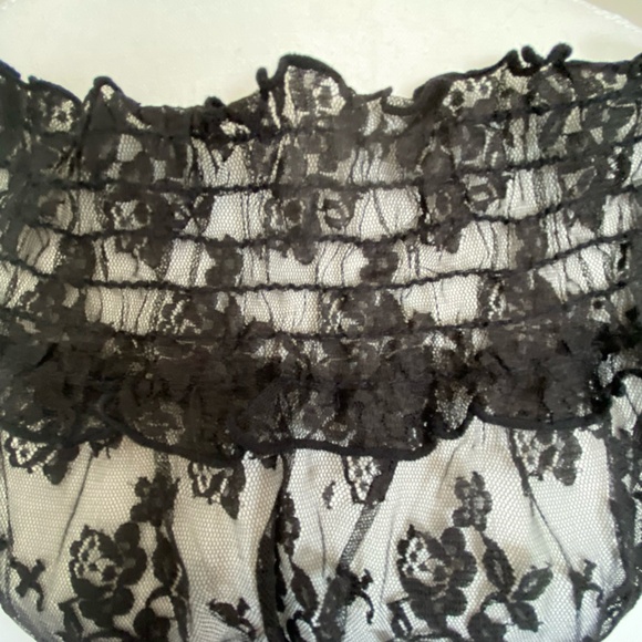 Guess Black Sheer Floral Lace Wide Neck Party Casual Blouse Top- Sz-L - Picture 5 of 16